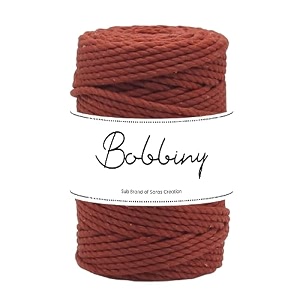 bobbiny  3 ply twisted macrame cotton cord dori roll packaging thread for macrame diy and other projects  rust  4mm50 meter