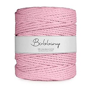 bobbiny  3 ply twisted macrame cotton cord dori roll packaging thread for macrame diy and other projects  baby pink  4mm10 meter