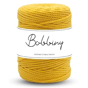 bobbiny  3 ply twisted macrame cotton cord dori roll packaging thread for macrame diy and other projects  mustard yellow  4mm20 meter