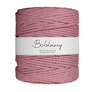 bobbiny  3 ply twisted macrame cotton cord dori roll packaging thread for macrame diy and other projects  dusty pink  4mm100 meter