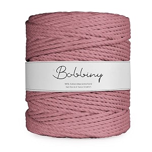 bobbiny  3 ply twisted macrame cotton cord dori roll packaging thread for macrame diy and other projects  dusty pink  4mm100 meter