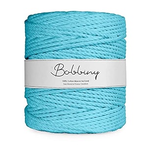 bobbiny  3 ply twisted macrame cotton cord dori roll packaging thread for macrame diy and other projects  dark sky  4mm100 meter
