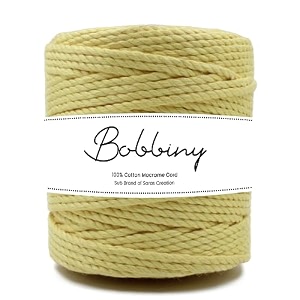 bobbiny  3 ply twisted macrame cotton cord dori roll packaging thread for macrame diy and other projects  light yellow  4mm50 meter