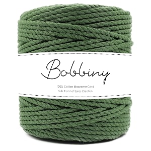 bobbiny  3 ply twisted macrame cotton cord dori roll packaging thread for macrame diy and other projects  green  4mm50 meter