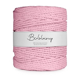 bobbiny  3 ply twisted macrame cotton cord dori roll packaging thread for macrame diy and other projects  baby pink  4mm100 meter
