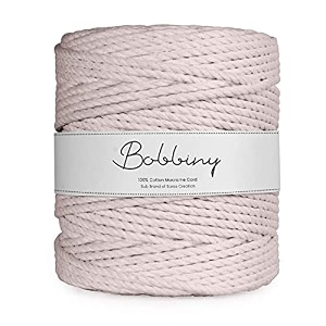 bobbiny  3 ply twisted macrame cotton cord dori roll packaging thread for macrame diy and other projects  powder pink  4mm20 meter