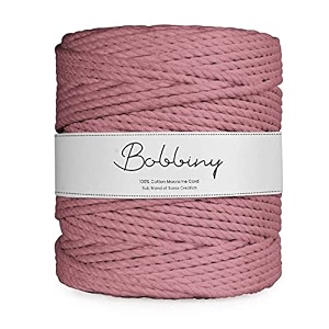 bobbiny  3 ply twisted macrame cotton cord dori roll packaging thread for macrame diy and other projects  dusty pink  4mm10 meter