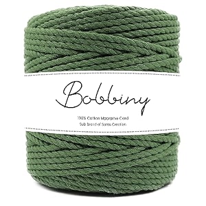 bobbiny  3 ply twisted macrame cotton cord dori roll packaging thread for macrame diy and other projects  green  4mm20 meter