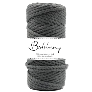 bobbiny  3 ply twisted macrame cotton cord dori roll packaging thread for macrame diy and other projects  grey  4mm100 meter