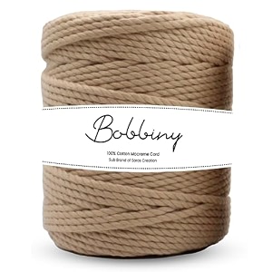 bobbiny  3 ply twisted macrame cotton cord dori roll packaging thread for macrame diy and other projects  chikku  4mm50 meter