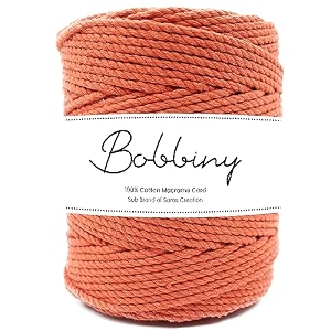 bobbiny  3 ply twisted macrame cotton cord dori roll packaging thread for macrame diy and other projects  saffronorange  4mm100 meter