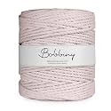 BOBBINY 3 Ply Twisted Macrame Cotton Cord Dori (Roll Packaging) Thread For Macrame DIY And Other Projects | Powder Pink | 4Mm, 50 Meter, 1 Count