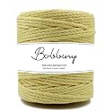 Bobbiny | 3 Ply Twisted Macrame Cotton Cord Dori (Roll Packaging) Thread for Macrame DIY and Other Projects | Light Yellow | 4mm,20 Meter