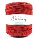Bobbiny | 3 Ply Twisted Macrame Cotton Cord Dori (Roll Packaging) Thread for Macrame DIY and Other Projects | Red | 4mm,100 Meter