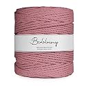 Bobbiny | 3 Ply Twisted Macrame Cotton Cord Dori (Roll Packaging) Thread for Macrame DIY and Other Projects | Dusty Pink | 4mm,100 Meter