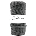 Bobbiny | 3 Ply Twisted Macrame Cotton Cord Dori (Roll Packaging) Thread for Macrame DIY and Other Projects | Grey | 4mm,10 Meter