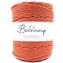 BOBBINY 3 Ply Twisted Macrame Cotton Cord Dori (Roll Packaging) Thread For Macrame DIY And Other Projects | Saffron/Orange | 4Mm, 20 Meter, 1 Count