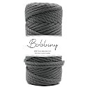 Bobbiny | 3 Ply Twisted Macrame Cotton Cord Dori (Roll Packaging) Thread for Macrame DIY and Other Projects | Grey | 4mm,10 Meter