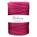 Bobbiny | 3 Ply Twisted Macrame Cotton Cord Dori (Roll Packaging) Thread for Macrame DIY and Other Projects | Pink | 4mm,10 Meter