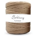 Bobbiny | 3 Ply Twisted Macrame Cotton Cord Dori (Roll Packaging) Thread for Macrame DIY and Other Projects | Chikku | 4mm,50 Meter
