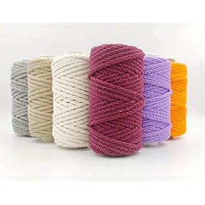 bobbiny 3ply knitted macrame cotton cord dori each color 3mm 10 meter thread for macrame diy and other projects_purpleorangemaroonoff whitegreylight chiku
