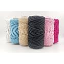 Bobbiny 3Ply Single Strand Macrame Cotton Cord Dori (Each Color 4mm 100 Meter) Thread for Macrame DIY and Other Projects_Bleach White,Black,Brown,Dark Sky,Baby Pink,N Pink.