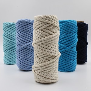 bobbiny 3ply twisted macrame cotton cord dori each color 4mm 20 meter thread for macrame diy and other projects_dark sky sky firozi black off white