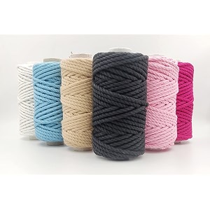 bobbiny 3ply twisted macrame cotton cord dori each color 4mm 10 meter thread for macrame diy and other projects_normal pinkskyyellowblack browndark blue