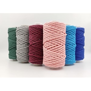 bobbiny 3ply twisted macrame cotton cord dorieach color 3mm 50 meterthread for macrame diy and other projects_army greenpeachgreymaroonbluefirozi 6 roll