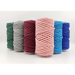 bobbiny 3ply twisted macrame cotton cord dori each color 3mm 50 meter thread for macrame diy and other projects_army greenpeachgreymaroonbluefirozi