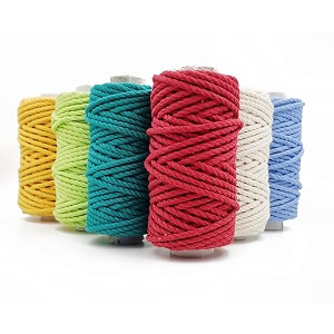 bobbiny 3ply twisted macrame cotton cord dori each color 3mm 100 meter thread for macrame diy and other projects_greensea greenm yellowredskyoff white