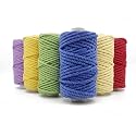 Bobbiny 3Ply Twisted Macrame Cotton Cord Dori (Each Color 4mm 10 Meter) Thread for Macrame DIY and Other Projects_Light Yellow,Purple,Mustard Yellow,Red,Green,Blue.