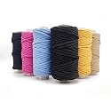 BOBBINY 3Ply Twisted Macrame Cotton Cord Dori (Each Color 4Mm 50 Meter) Thread For Macrame DIY And Other Projects_Normal Pink, Sky, Yellow, Black, Brown, Dark Blue, 6 Count