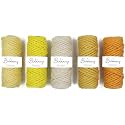 BOBBINY 3Ply Twisted Macrame Cotton Cord Dori(Each Color 3Mm 20 Meter)Thread for Macrame Diy &amp; Other Projects_Light Yellow Lemon Yellow Mustard Yellow Mango Yellow Off White., 5 Roll