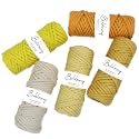 BOBBINY 3Ply Twisted Macrame Cotton Cord Dori(Each Color 3Mm 50 Meter)Thread For Macrame Diy And Other Projects_Light Yellow Lemon Yellow Mustard Yellow Mango Yellow Off White., 5 Roll