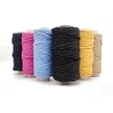 Bobbiny 3Ply Twisted Macrame Cotton Cord Dori (Each Color 4mm 100Meter) Thread for Macrame DIY and Other Projects_Normal Pink,Sky,Yellow,Black, Brown,Dark Blue.