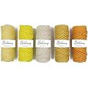 BOBBINY 3Ply Twisted Macrame Cotton Cord Dori(Each Color 4Mm 20 Meter)Thread For Macrame Diy And Other Projects_Light Yellow Lemon Yellow Mustard Yellow Mango Yellow Off White., 5 Roll