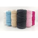 BOBBINY 3Ply Twisted Macrame Cotton Cord Dori (Each Color 3Mm 50 Meter) Thread For Macrame Diy And Other Projects_Bleach White,Black,Brown,Dark Sky,Baby Pink,N Pink - 6.00 Count