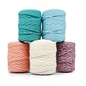 BOBBINY 3Ply Twisted Macrame Cotton Cord Dori(Each Color 4Mm 20 Meter)Thread for Macrame Diy &amp; Other Projects_Sea Green,Dark Sky,Peach,Off White,Multi., 5 Roll