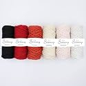 BOBBINY 3Ply Twisted Macrame Cotton Cord Dori(Each Color 4Mm 10 Meter)Thread For Macrame Diy And Other Projects_Black Red Saffron Powder Pink Bleach White Off White., 1 Count