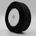 Bobbiny Organza Striped Ribbon Black (1 inch,35 Meters) for Bridal Gift wrap, Wrapping Bows, Gift Bows, Christmas Bows, Party Decoration Pack of 5
