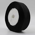 Bobbiny Organza Striped Ribbon Black (1 inch,35 Meters) for Bridal Gift wrap, Wrapping Bows, Gift Bows, Christmas Bows, Party Decoration Pack of 4
