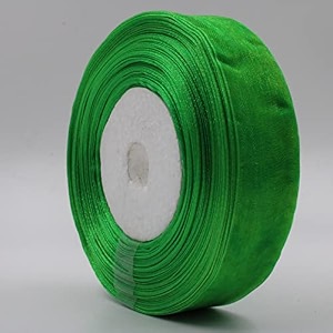 bobbiny organza striped ribbon green 1 inch35 meters for bridal gift wrap wrapping bows gift bows christmas bows party decoration pack of 3