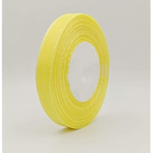 bobbiny organza striped ribbon light yellow 12 mm 05 inch 35 meters for bridal gift wrap wrapping christmas bows party decoration - pack of 4