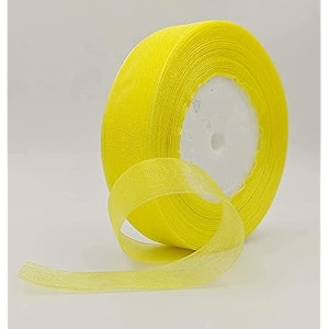 bobbiny organza striped ribbon light yellow 1 inch35 meters for bridal gift wrap wrapping bows gift bows christmas bows party decoration pack of 3