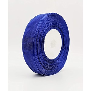 bobbiny organza striped ribbon royal blue 12 mm 05 inch 35 meters for bridal gift wrap wrapping christmas bows party decoration - pack of 2