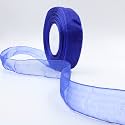Bobbiny Organza Striped Ribbon Royal Blue (1 inch,35 Meters) for Bridal Gift wrap, Wrapping Bows, Gift Bows, Christmas Bows, Party Decoration Pack of 4