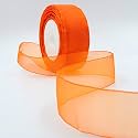 Bobbiny Organza Striped Ribbon Saffron (1 inch,35 Meters) for Bridal Gift wrap, Wrapping Bows, Gift Bows, Christmas Bows, Party Decoration Pack of 5