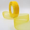 Bobbiny Organza Striped Ribbon Sun Yellow (1 inch,35 Meters) for Bridal Gift wrap, Wrapping Bows, Gift Bows, Christmas Bows, Party Decoration Pack of 2