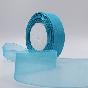 bobbiny organza striped ribbon teal 1 inch35 meters for bridal gift wrap wrapping bows gift bows christmas bows party decoration pack of 5